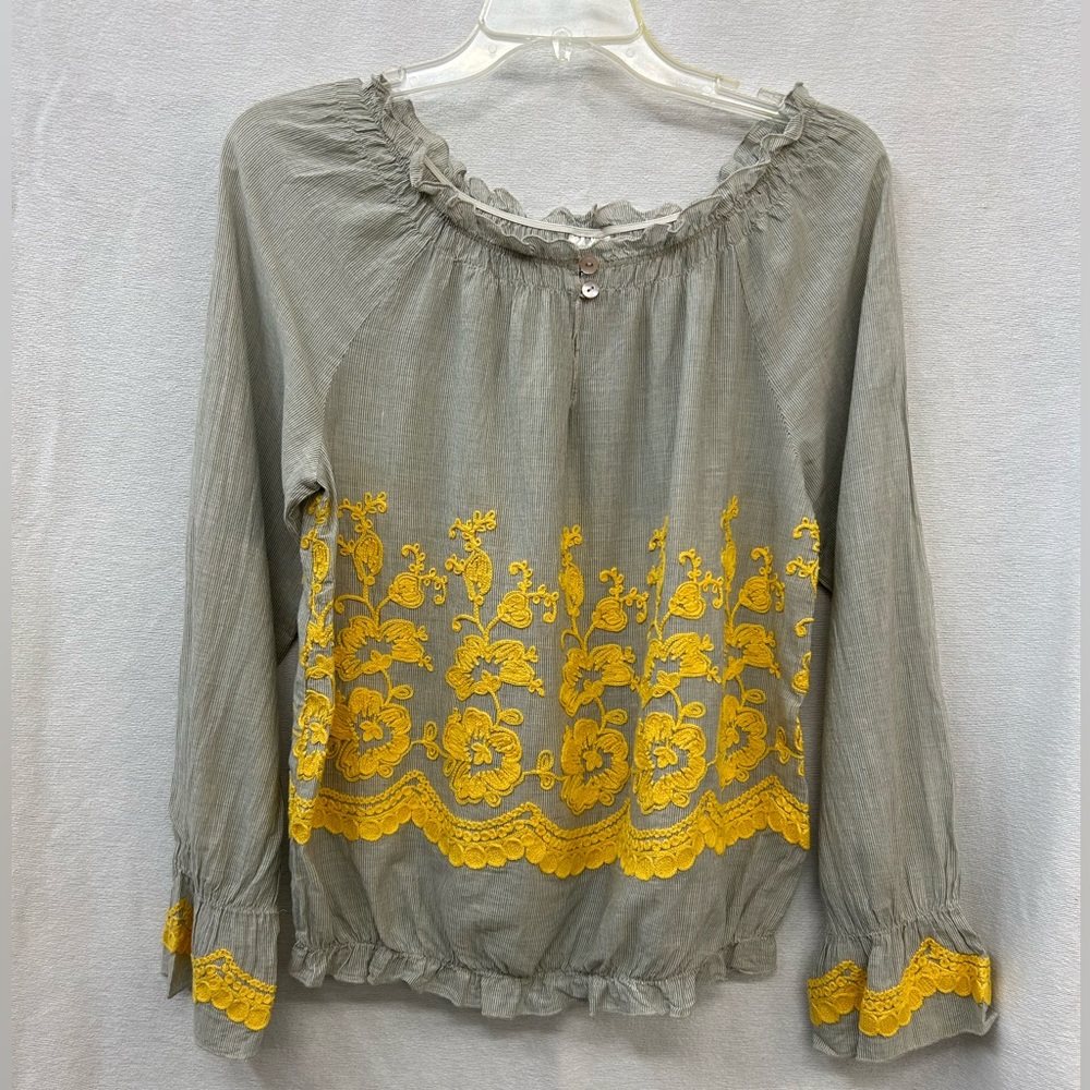 Ivy Jane Grey and Yellow Embroidered Blouse